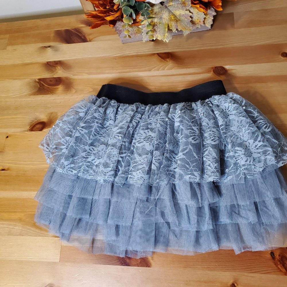 She's cool girls - Lace Layered Skirt Gray Size 10 - Picture 3 of 6